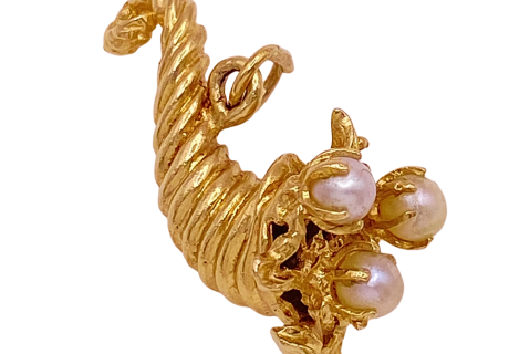 Cornucopia Charm 14k YG Pearl