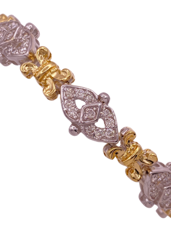 Ornate Link Diamond Bracelet 2.64 Carat TW 14K Two-Tone Gold