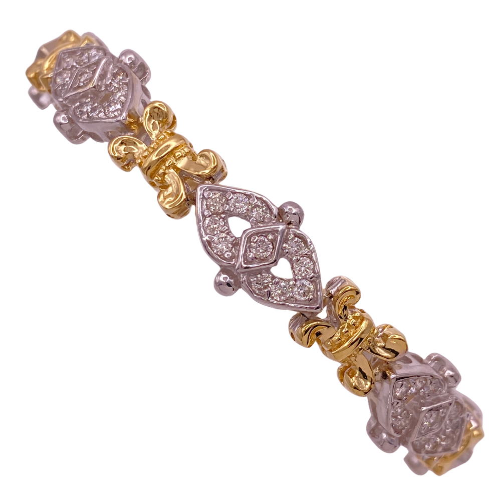 Ornate Link Diamond Bracelet 2.64 Carat TW 14K Two-Tone Gold