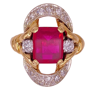 Diamond Lab Ruby Ring 14KTTG 5.13 TGW