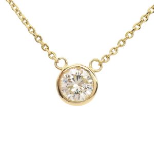 Diamond Solitaire Stationary Necklace 0.41ct 14k Yellow Gold