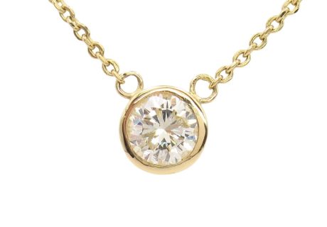 Diamond Solitaire Stationary Necklace 0.41ct 14k Yellow Gold