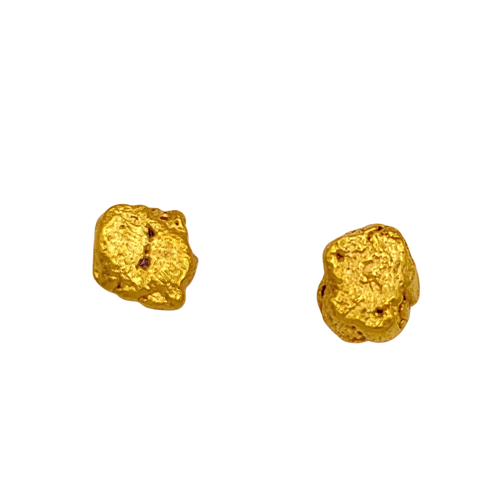 Earth Mined 24K Gold Nugget Stud Earrings