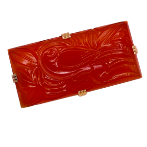 Edwardian Carnelian Bird Brooch 14KYG