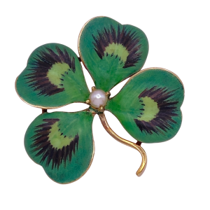 Edwardian Enameled Clover 14KYG
