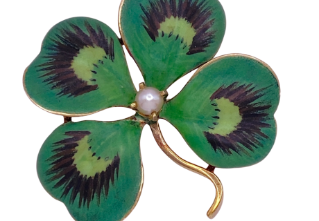 Edwardian Enameled Clover 14KYG