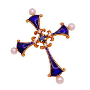 Buy Franklin Mint '83 Fabergé Midnight Sapphire Cross Pendant 14K