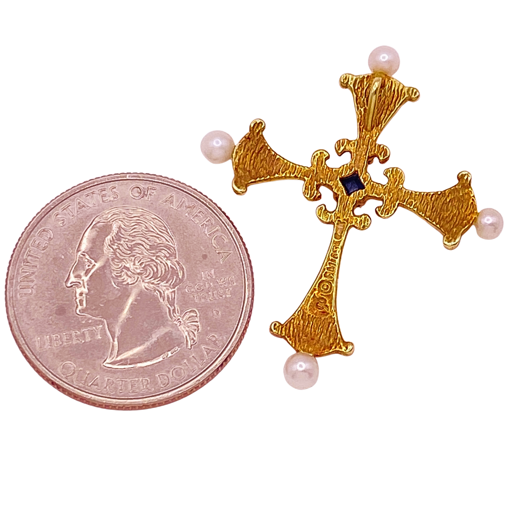 Buy Franklin Mint '83 Fabergé Midnight Sapphire Cross Pendant 14K