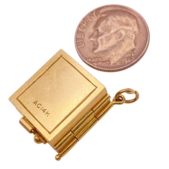 Family Album Locket Charm 14KYG Size Comp