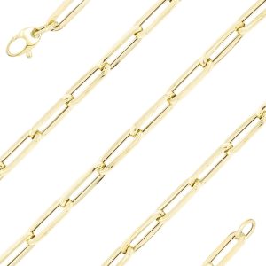 Hollow Paperclip Chain Link Necklace 14K Gold