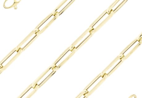 Hollow Paperclip Chain Link Necklace 14K Gold