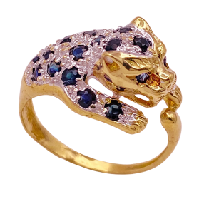 Leopard Ring 14KTTG Sapphire Diamond