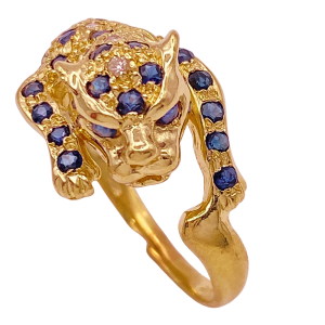 Leopard Ring 14KYG Sapphire & Diamond