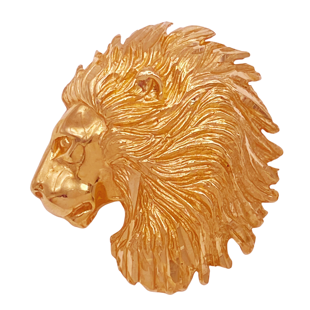 Lion Head Pendant 14K Gold Profile Design