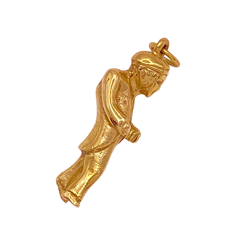 Lucky Gobbo Hunchback Charm Solid 14K Gold, Protection, Good Fortune