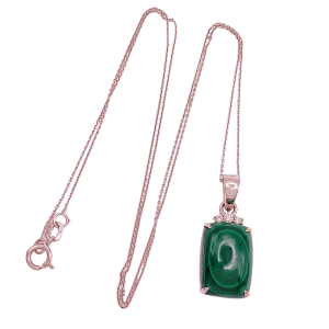 Malachite & Diamond Necklace 14KWG