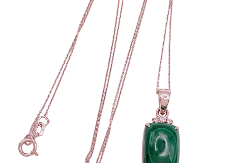 Malachite & Diamond Necklace 14KWG