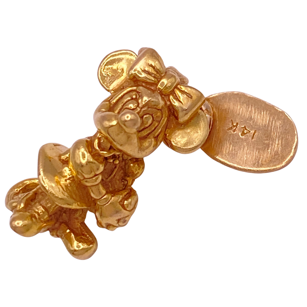 Vintage Minnie Mouse Charm 14K Gold Walt Disney Productions Three-Dimensional