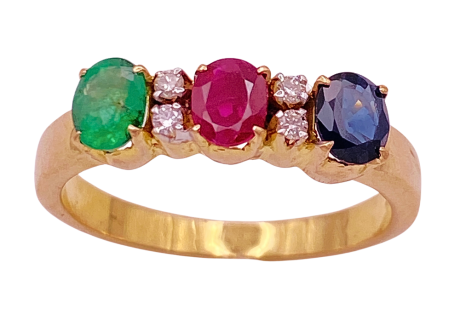 Mulit Precious Gemstone Ring 14K 1.37 Ct TGW
