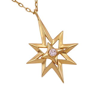 North Star Diamond Pendant Necklace 14KYG