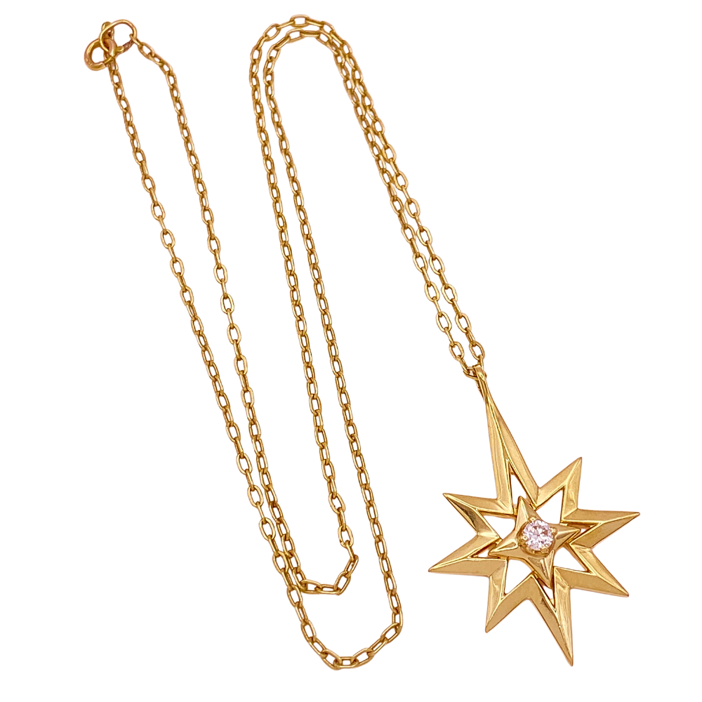 Buy Vintage North Star Diamond Pendant Necklace 14K Gold .14 Carat