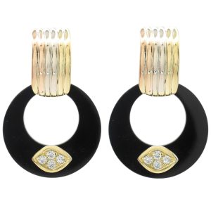 Onyx Doorknocker Earrings 18K Tri-Color Gold front