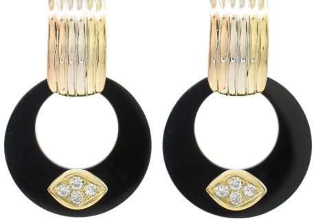 Onyx Doorknocker Earrings 18K Tri-Color Gold front