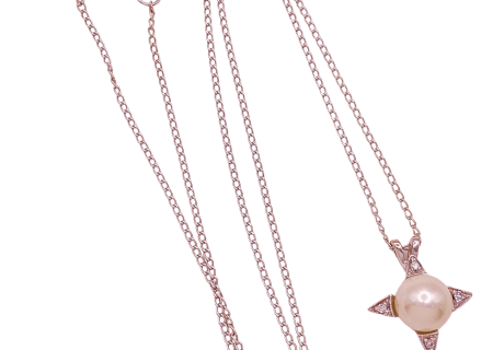 Pearl & Diamond Necklace 14KWG