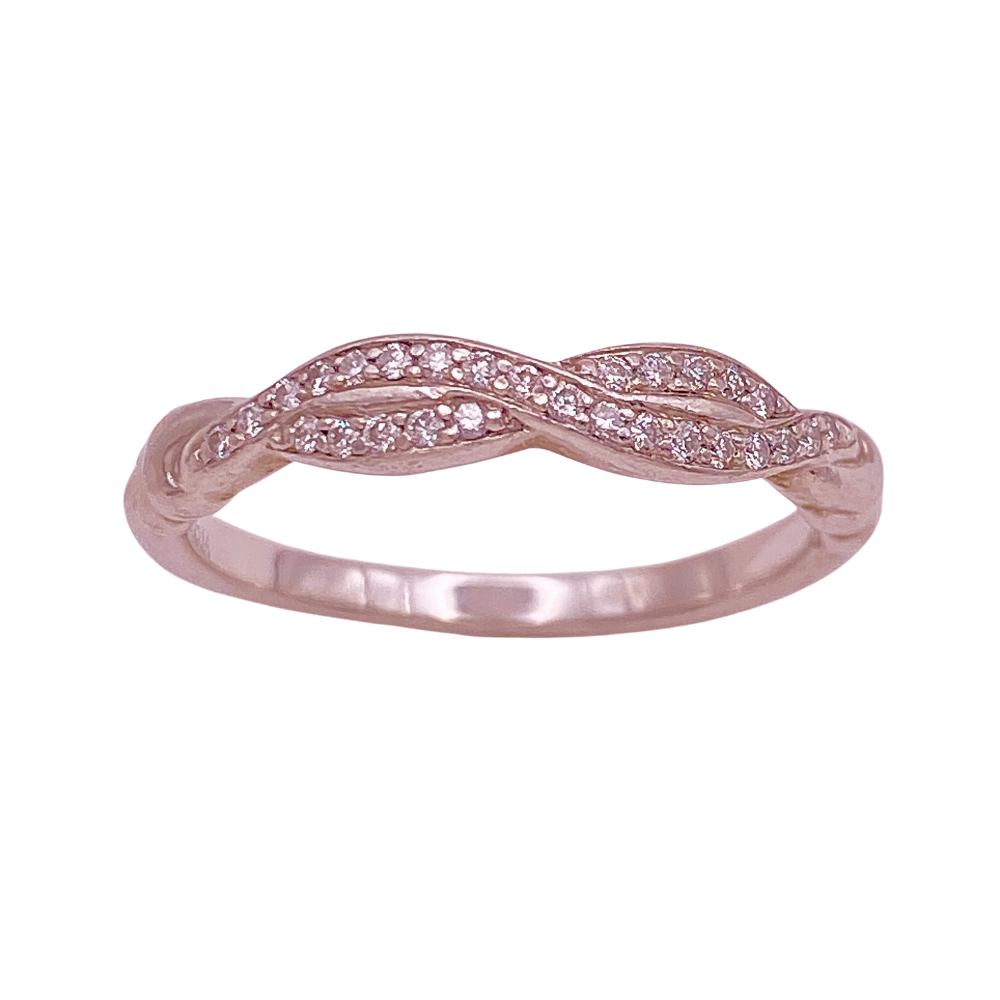 Platinum and Diamond Band Ring .21 CTW Rope Twist Design