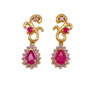 Ruby & Diamond 1.47 Ct TGW 14KYG on Ear