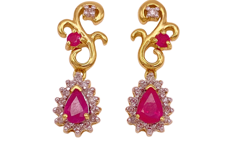 Ruby & Diamond 1.47 Ct TGW 14KYG on Ear