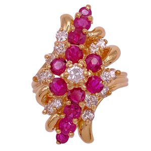 Ruby Diamond 3.0 Ct TGW Cocktail Ring 14K