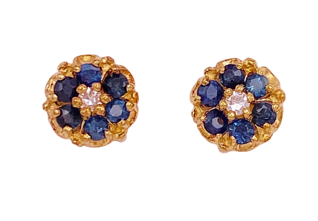 Sapphire Diamond Earrings 14K .30 Ct TGW