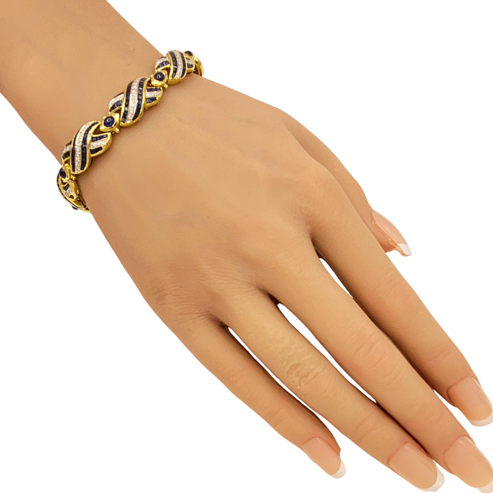 Buy Impressive Sapphire and Diamond XO Bracelet 18K Gold 17.44
