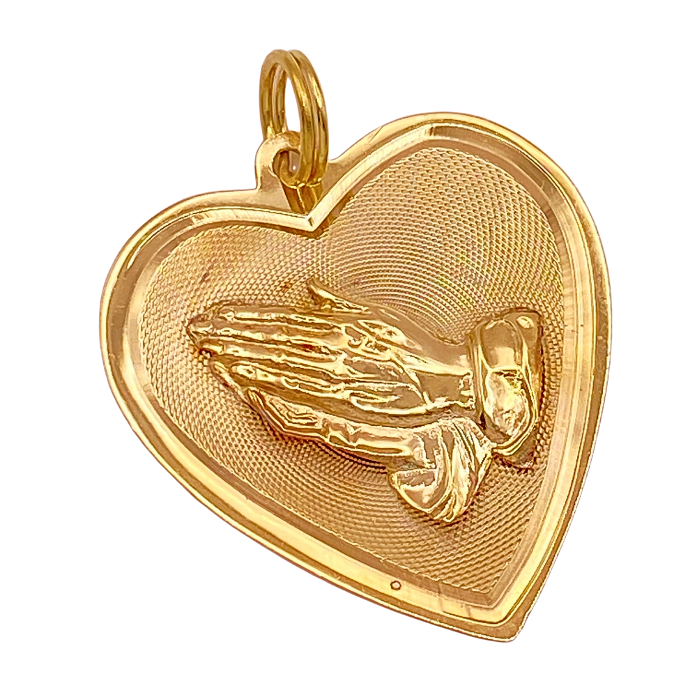 Big Serenity Prayer Heart Charm 14K Gold