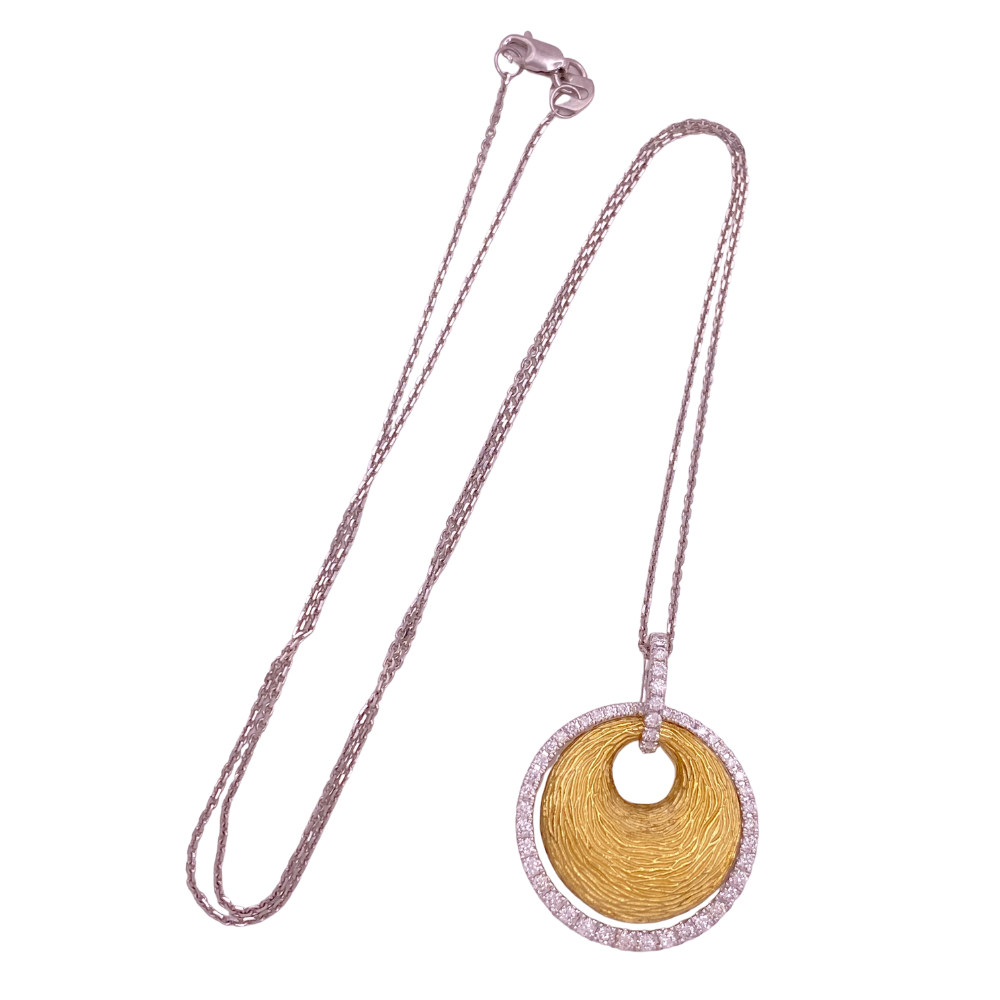 Simon G Diamond Pendant Necklace 18K Two-Tone Gold .43 Carat TW
