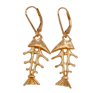 Skeleton Fish Bone Earrings 9K English