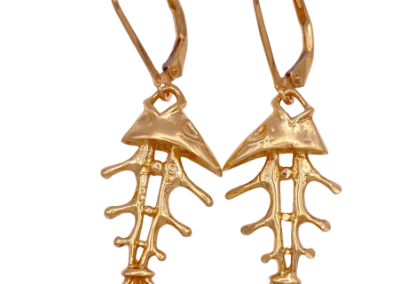 Skeleton Fish Bone Earrings 9K English