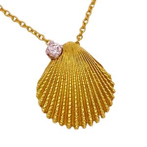 T&Co. Diamond Shell Necklace 18KYG
