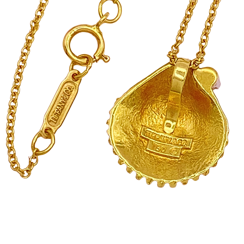 Buy Tiffany & Co Sea Shell Pendant Necklace 18K Gold Diamond .07