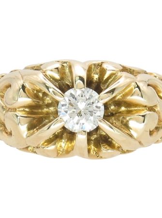 Vintage 0.30ct Diamond Bold Scroll Ring 14K