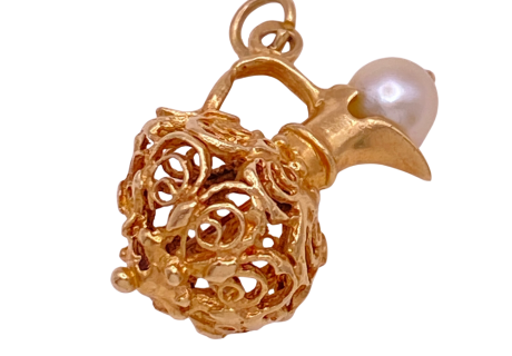 Vintage Carafe Charm 14KYG Pearl Accent