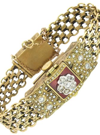Vintage Mid Century Hidden Watch Bracelet 14K