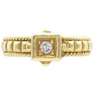 0.08ct Diamond Geometric Solitaire Ring 18K Gold front