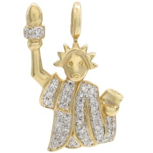 0.16ctw Diamond Statue of Liberty Pendant 14K Gold front