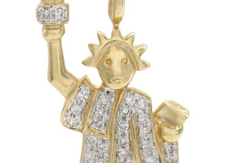 0.16ctw Diamond Statue of Liberty Pendant 14K Gold front