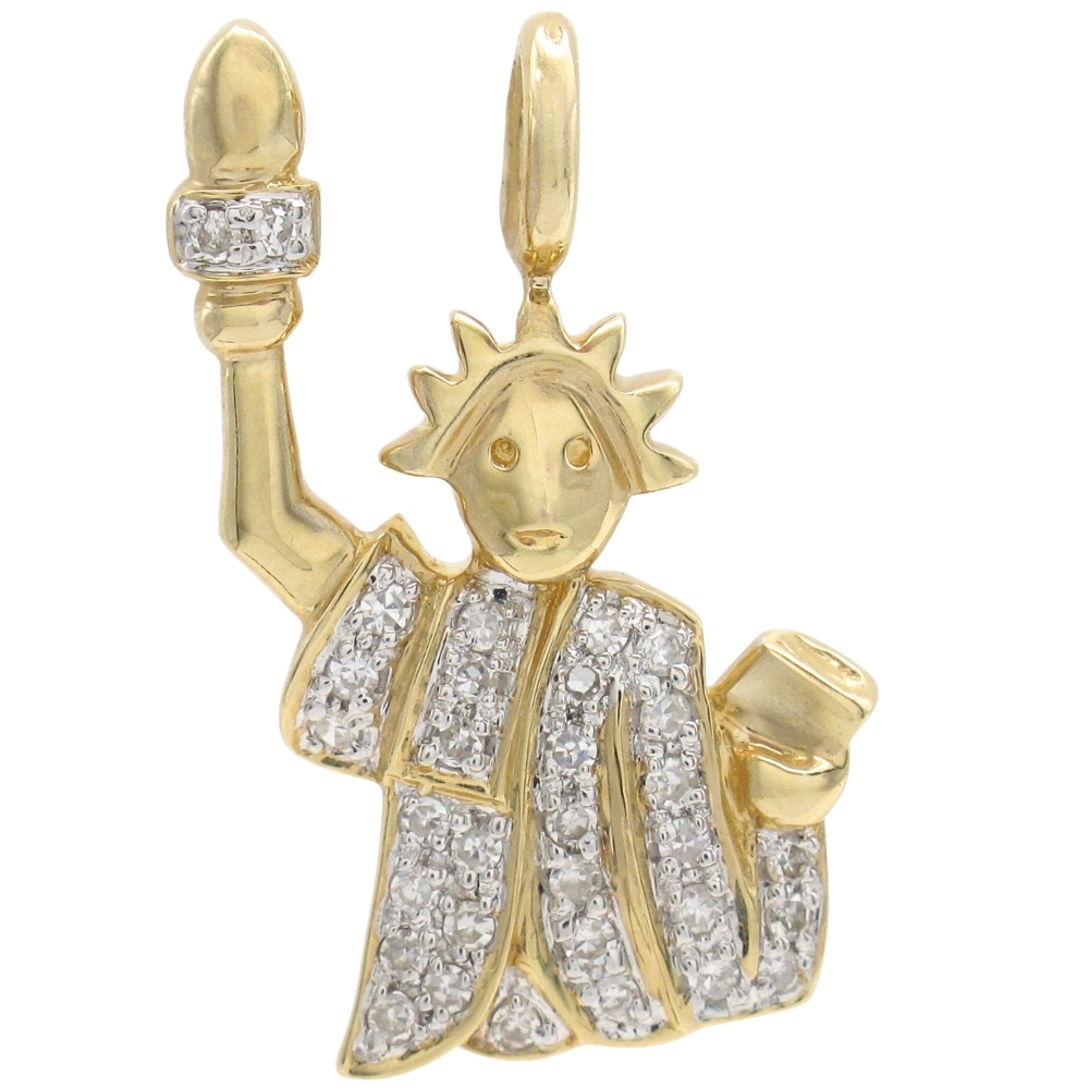 0.16ctw Diamond Statue of Liberty Pendant 14K Gold