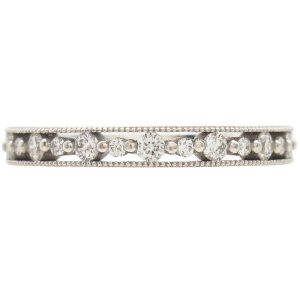 0.29ctw Alternating Diamond Milgrain Band Ring 14K White Gold front