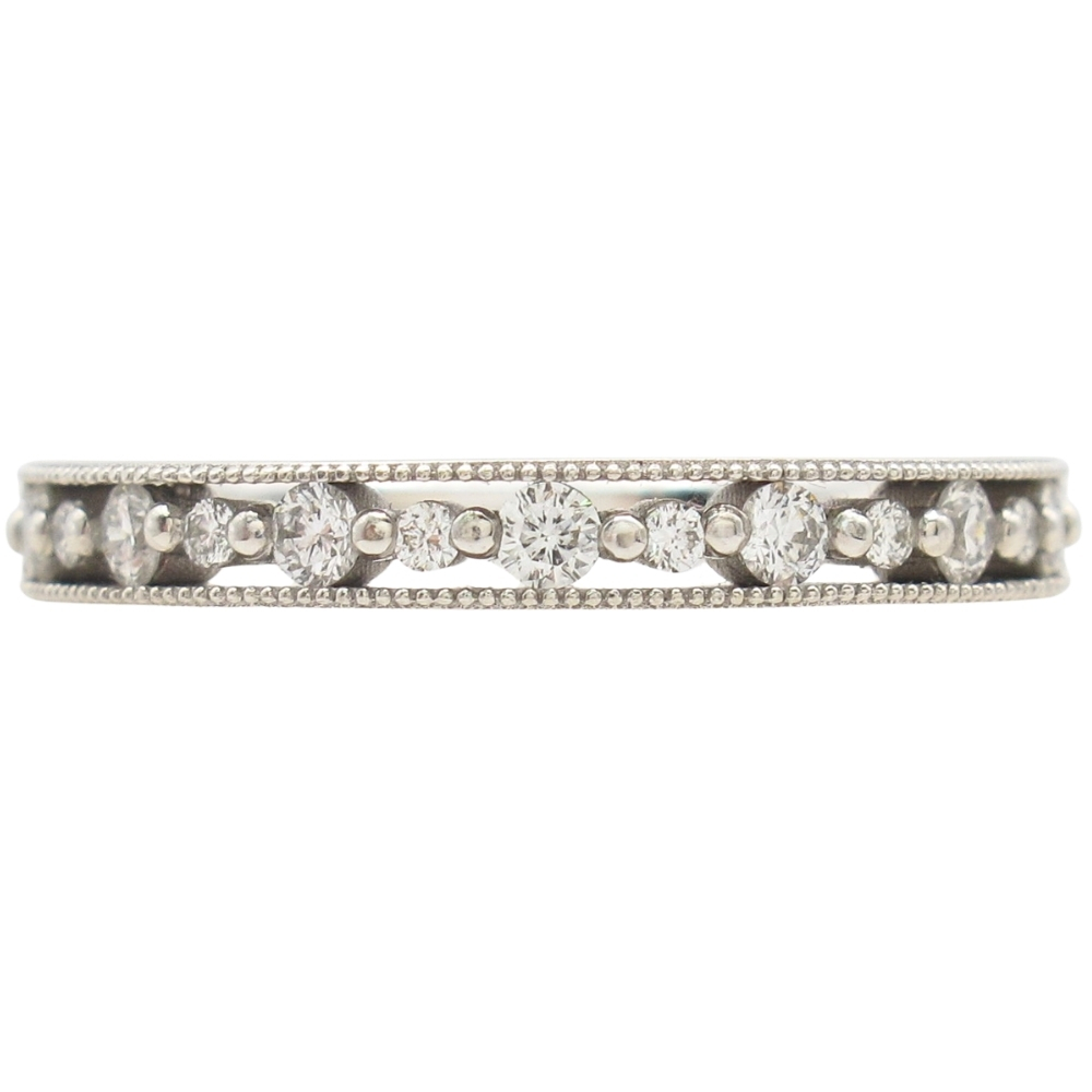 0.29ctw Alternating Diamond Milgrain Band Ring 14K White Gold