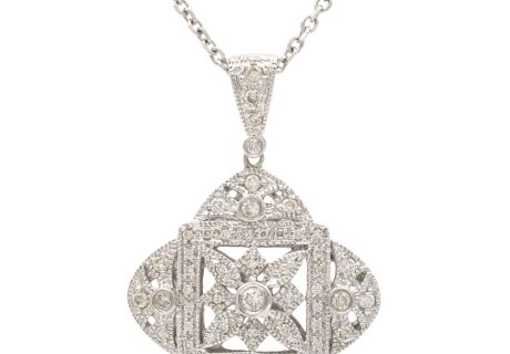 0.48ctw Diamond Quatrefoil Pendant Necklace 14K White Gold front